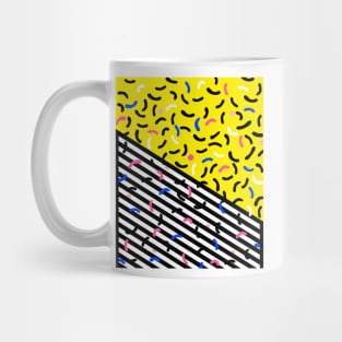 80s pop art 003 yellow, black and white stripes Mug